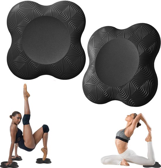 Yoga Knie Kussens - Set Van 2 Stuks - Yoga Kniebeschermer Mat - Sport Balans Kussen - Antislip Yogamatten - Kussen - Knee Pads - Kniestukken - Kniemat - Sportmat - Fitness - Ondersteuning Van KnieëN, Polsen En Ellebogen - 20×20×2cm - zwart