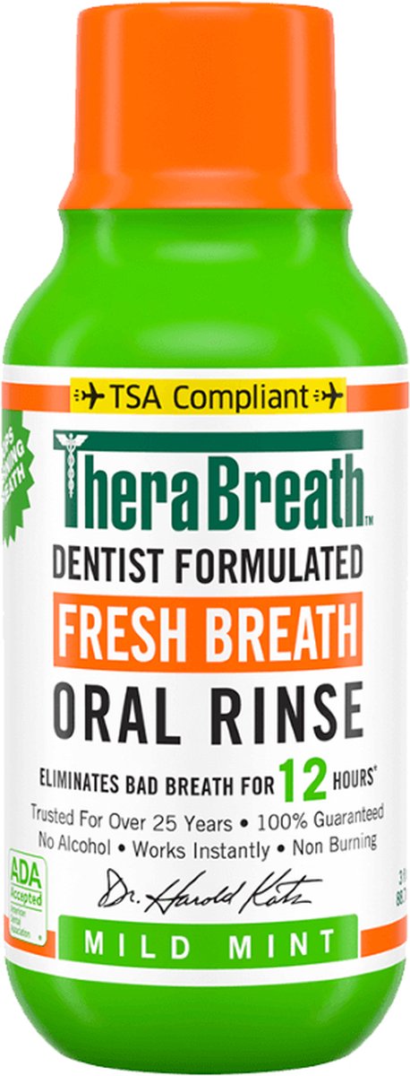Goedkoopste TheraBreath - Fresh Mouthwash - Mild Mint - Alcohol-Free - Travel Size - Mondspoeling - Mondwater - 88ml