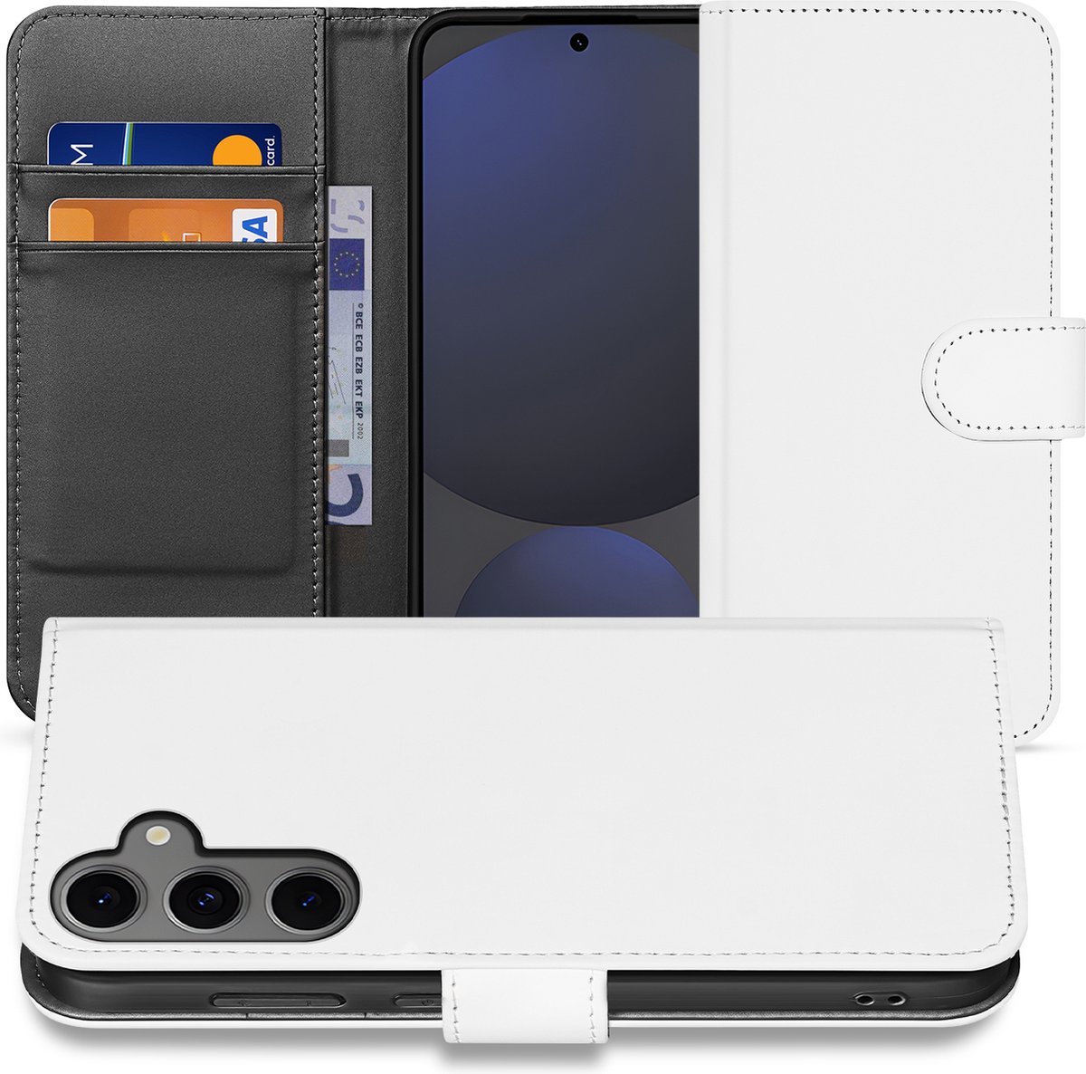 Book Case Telefoonhoesje Samsung Galaxy S24 FE Wit met Pasjeshouder
