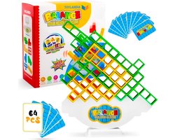foto van TOYLANDIA Tetra Tower Spel Balance - Montessori Speelgoed - Tetris Tower Spel - Balansspel - Educatief Speelgoed - Bouwset - Tiktok - 64 Stuks