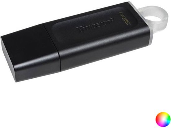 Zwarte Kingston 32GB USB stick met een lusje aan het uiteinde.
