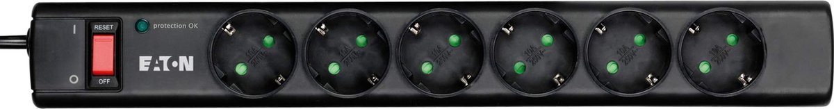 Stopcontactenstrip 6 Tomas met Interruptor Eaton PS6D (1 m)