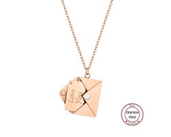 I Love You | Leuke Ketting voor Hem en Haar | Rose | Envelop | Relatie Geschenk | Relatie Koppel Cadeau | Cadeautje voor vrouw | Romantisch Cadeau