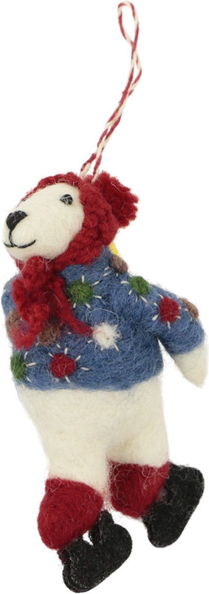 Ornament vilt kerst ijsbeer schaatsen