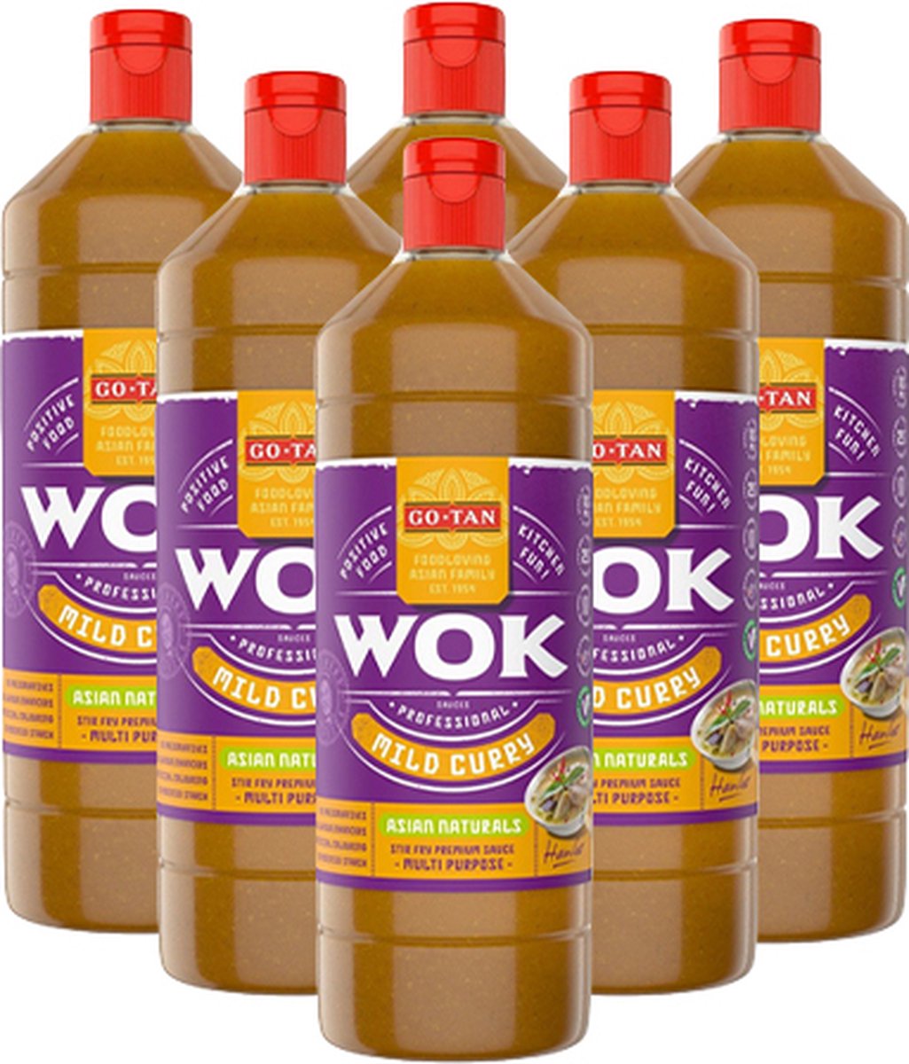 Go-tan - Woksaus Mild Curry - 6x 1ltr