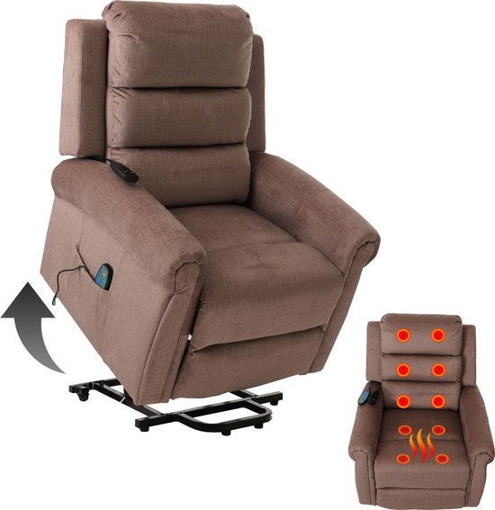 Foto: Cosmo casa relaxfauteuil tv fauteuil met verstelbare functie opstaand hulp massage en verwarmfunctie chenille stof 220g m bruin