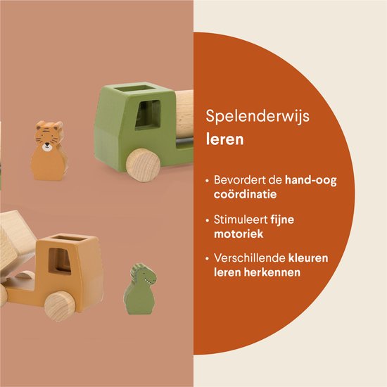 Trixie Houten Bouwvoertuigen Dieren set van Trixie — afbeelding 3