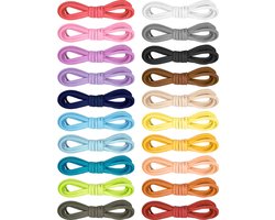 Leren koord voor sieraden maken - kunstleer - 2 mm - 20x1 m - 20 kleuren - met 100x koordklem zilverkleur