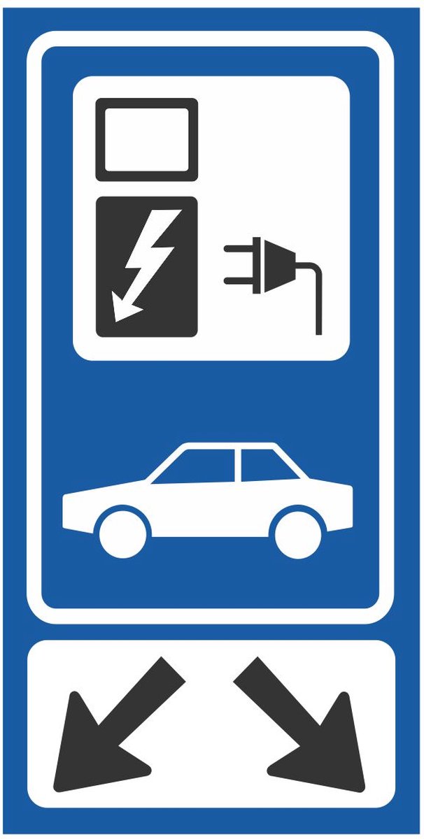 Laadpaal bord - Laadplaats bord elektrische auto 20x40 cm reflecterend - elektrisch laden bord