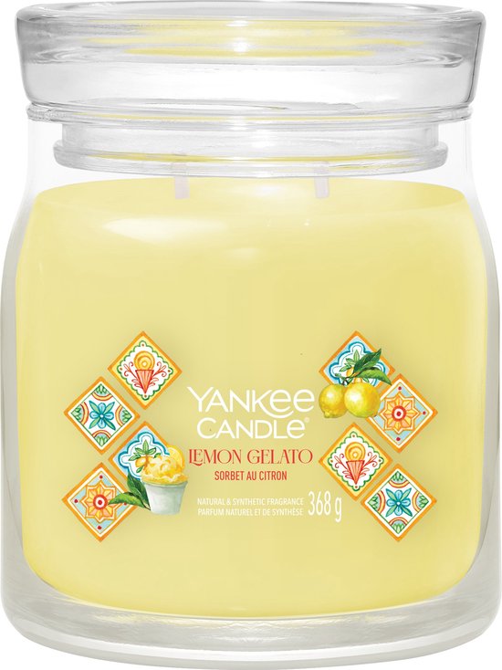 Yankee Candle - Lemon Gelato Medium Geurkaars - 50 branduren - 2 lonten