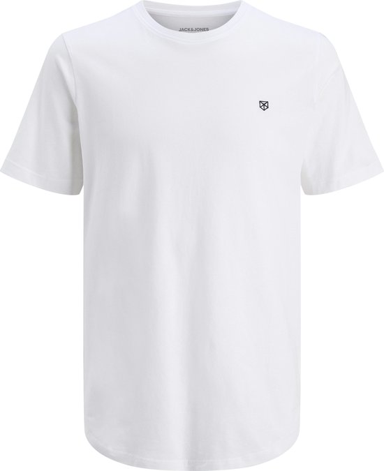 Wit t-shirt met kleine zwarte logoprint op de borst.
