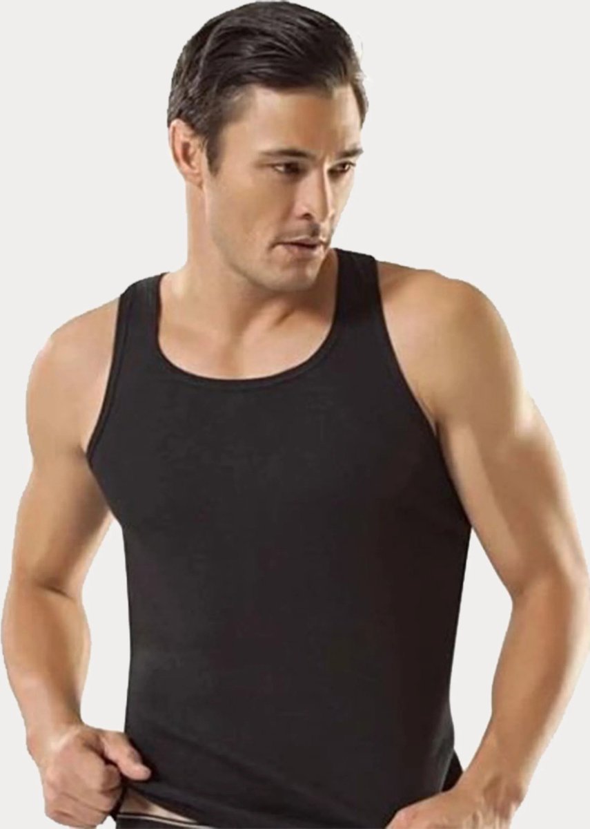 Marco Rossi Premium Kwaliteit - Onderhemden - Hemden heren - Onderhemd heren - 100% Katoen - Zwart - 4 Pack - Maat XXL