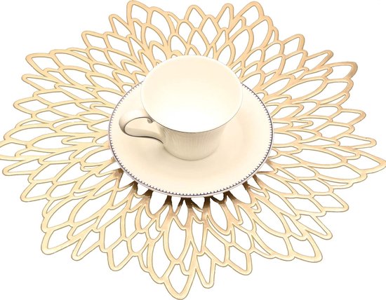 comfoyar Geometrische lijn gouden rechthoekige placemats, set van 4, 30
