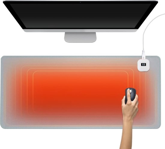 Tapis de bureau chauffant Lexium - Tapis de souris chauffant pour mains froides - Coussin chauffant - Tapis chauffant - Tapis de bureau