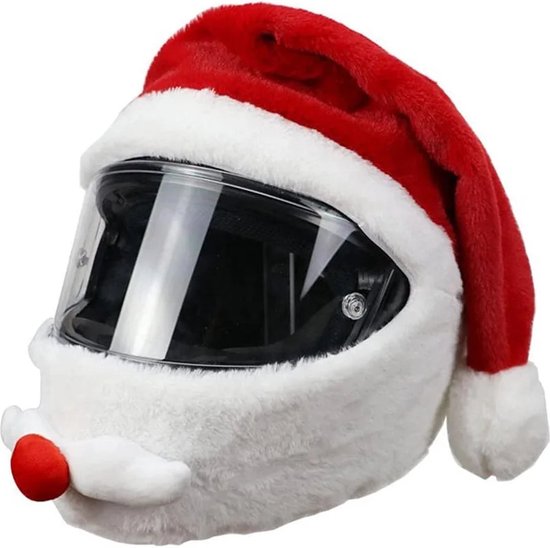 Bonnet de Père Noël - Housse de casque de moto de Noël - Casque de vélo - Cadeau de Noël - 30 cm