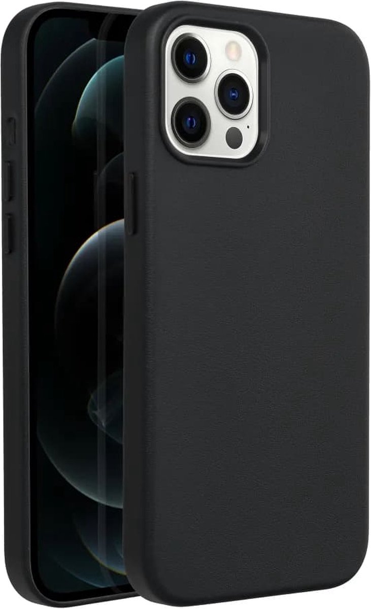 Casify Leren Hoesje geschikt voor MagSafe iPhone 12 Pro Max Hoesje - Zwart