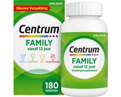Centrum Family - Multivitaminen - 13 Vitaminen & 10 Mineralen - Tabletten - Energie, Weerstand, Botten, Hormonale regulatie, Spieren, Concentratie - Bevat Vitamine B6, B12, C, Zink en Ijzer - 180 - 180 stuks