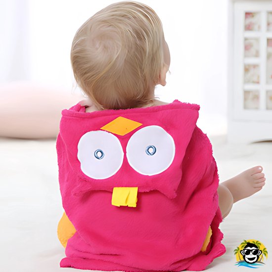 BoefieBoef Rode Uil Kinder Badjas Baby & Peuter 0-2 Jaar (Max 85 cm) - Zacht Katoen Badstof met Dieren Capuchon - Absorberende Ochtendjas Handdoek voor Jongens & Meisjes - Zwemles, Carnaval, Verjaardag & Kraamcadeau - Perfect na Bad & Zwemmen van Merkloos — afbeelding 2
