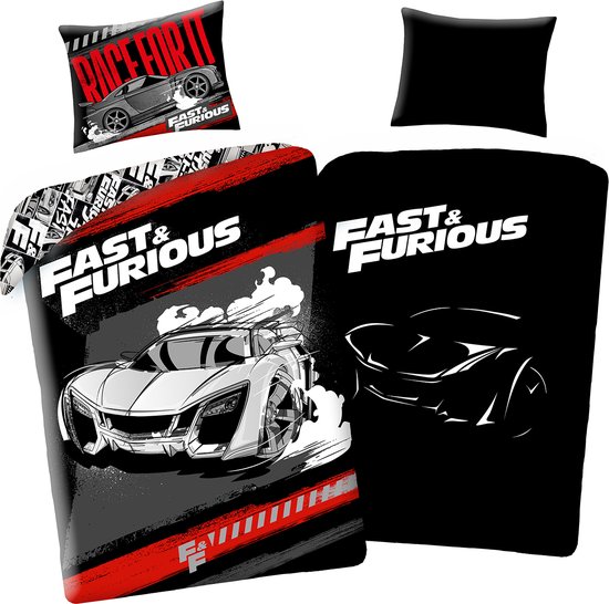 The Fast and the Furious Dekbedovertrek Race - Glow in the Dark - Eenpersoon - 140 x 200 + 70 x 90 cm - Katoen