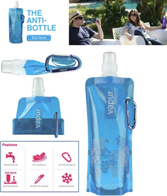 6 stks Opvouwbare Sport Fles 480 ml Kleurrijke Herbruikbare Drinken Zakken Concealable Drinkzak Drankflessen met Clip voor Outdoor Sport, Fietsen, Wandelen, Reizen