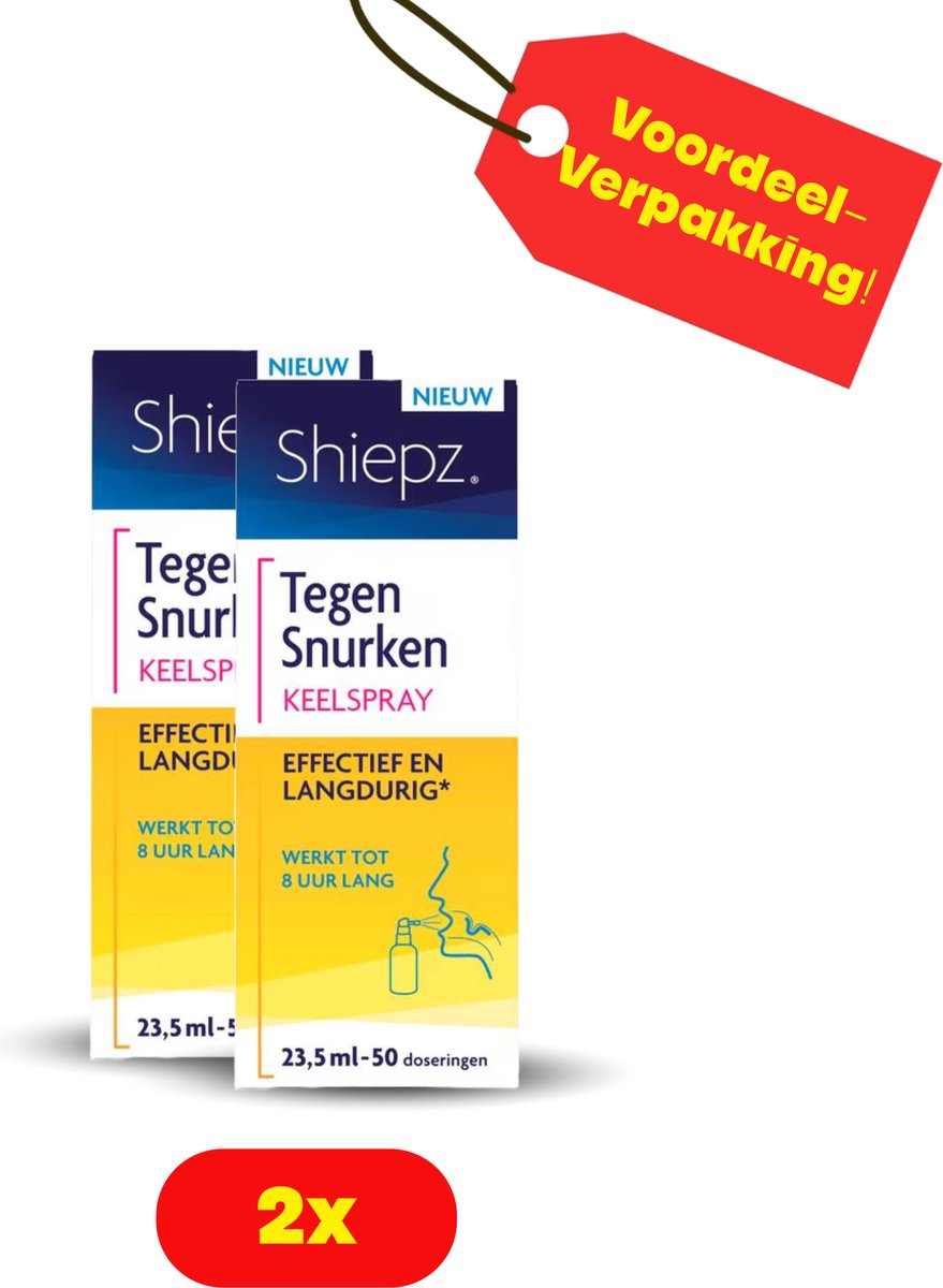 2X Shiepz Tegen Snurken keelspray - Met natuurlijke ingrediënten - 2 x 23,5 ml / 100 doseringen