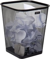 BOTC Prullenbak - 15L - Afvalemmer - Papierbak - Mesh Metaal - Papiermand - Prullenmand voor onder Bureau - Zwart