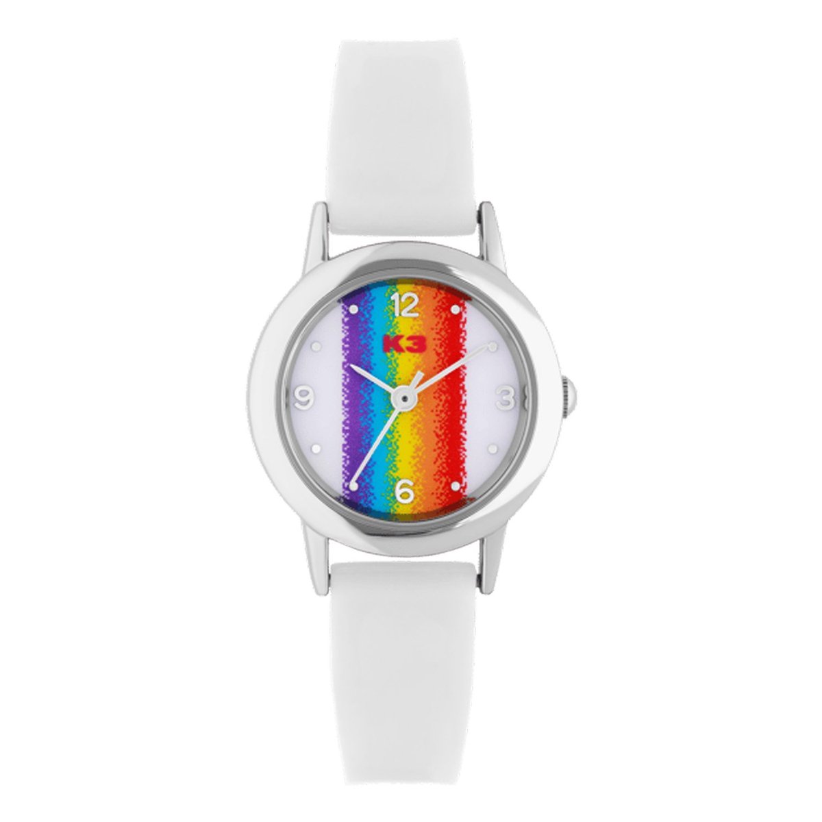 K3 Kinder K3 Kinder Horloge Regenboog Met Rubberen Band Wit - Horloge - Kunststof - Wit - 25 mm