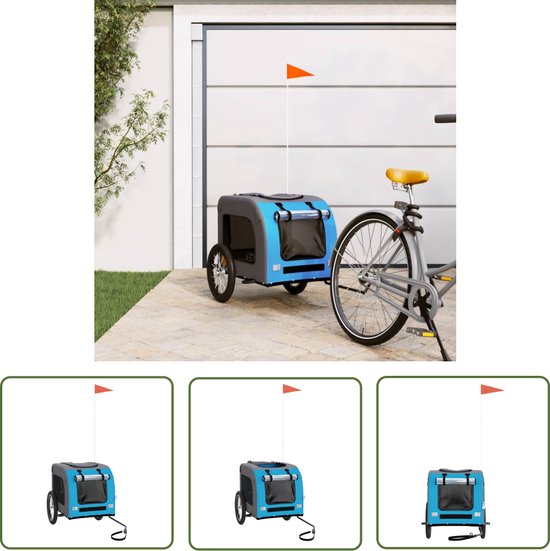 Remorque à vélo pour chien The Living Store Blauw/ Grijs - 125x64x66 cm - Cadre durable