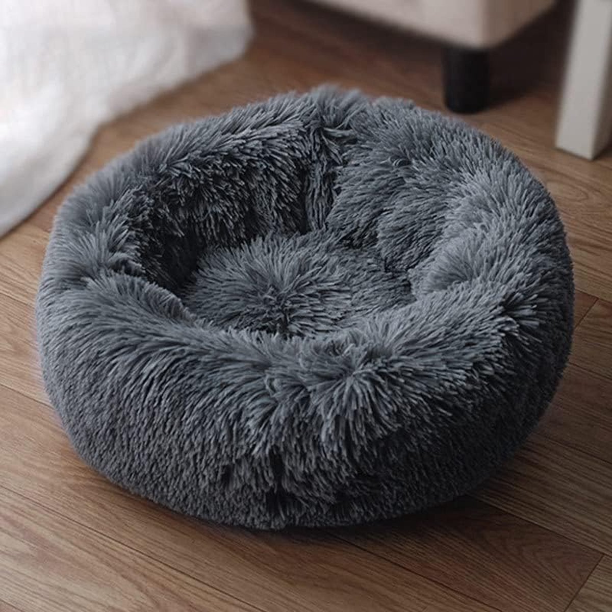 JGS ® Knus en Zacht Huisdierenbed voor Hond en Kat, 40 cm, Ronde Pluche Mand, Wasbaar