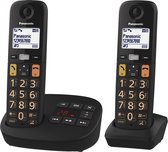 Panasonic KX-TGU130EXB - Téléphone Fixe Sans Fil Avec Répondeur | Écran LCD Grandes Touches | Compatible Aides Auditives