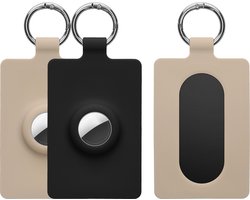 kwmobile 2x autosleutel hoesje geschikt voor Tesla Model S / Y / 3 / X Keycard etui - Auto sleutel hoes met AirTag houder - Silicone in zwart / crème