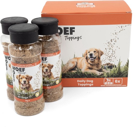 Woef Woef Snacks Hondensnacks Kip Toppings - 0.42 KG - Hondenvoer Toppings - Kip - Kip - Alle honden en alle leeftijden vanaf 2 maanden - Geen toevoegingen