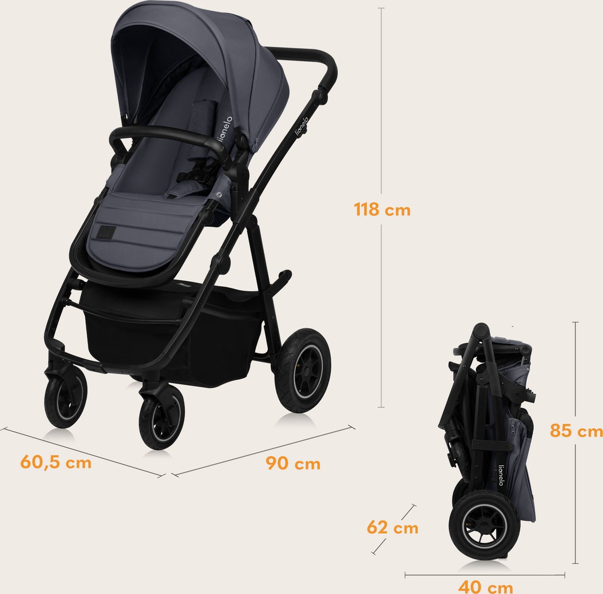 Lionelo Amber Plus 3-in-1 Kinderwagen met XXL Ventilatie - afbeelding 3