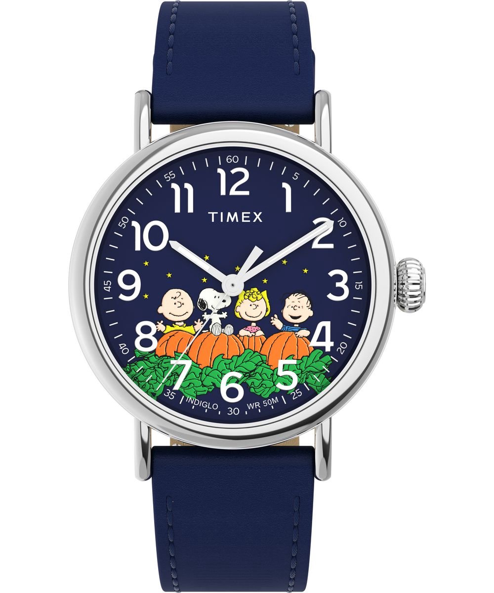 Timex Peanuts Waterbury Standard TW2W72700 Horloge - Leer - Blauw - Ø 40 mm