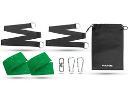 Outtec® Ophang Koord voor Hangmat, Hangstoel, Schommel - tot 150 kg - Schommelbevestiging - Hangmatbevestiging - Karabijnhaak - Hangmat Standaart - Ophang Systeem