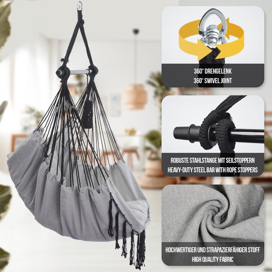 AMANKA Kinder Hangstoel met Kussen - Hangschommel voor Kinderkamer en Tuin - Binnen en Buiten AMANKA Kinder Hangstoel met Kussen - Hangschommel voor Kinderkamer en Tuin - Binnen en Buiten