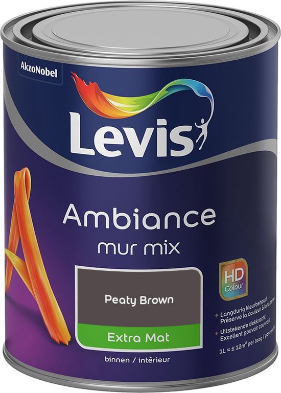 Peinture pour les murs Ambiance Levis - Colorfutures 2023 - Extra Mat - Brun Tourbé - 1L