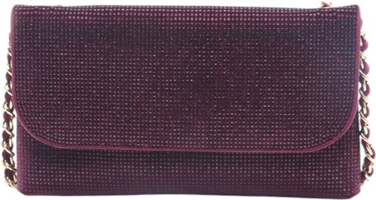 Flora & Co - clutch - avondtasje bling bling - handtas feestdagen - bordeaux/paars