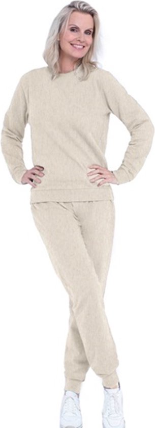 Joggingpak dames, Huispak dames - Beige melange - Maat XL