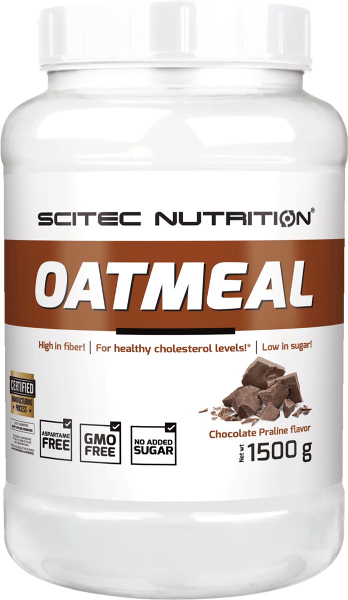 Scitec Nutrition® - Oatmeal (1500 gram - Chocolate Praline) - Cacao - 10 doseringen - havermout - oats - havermoutmix - havervlokken - havermeel - poeder - ontbijtgranen