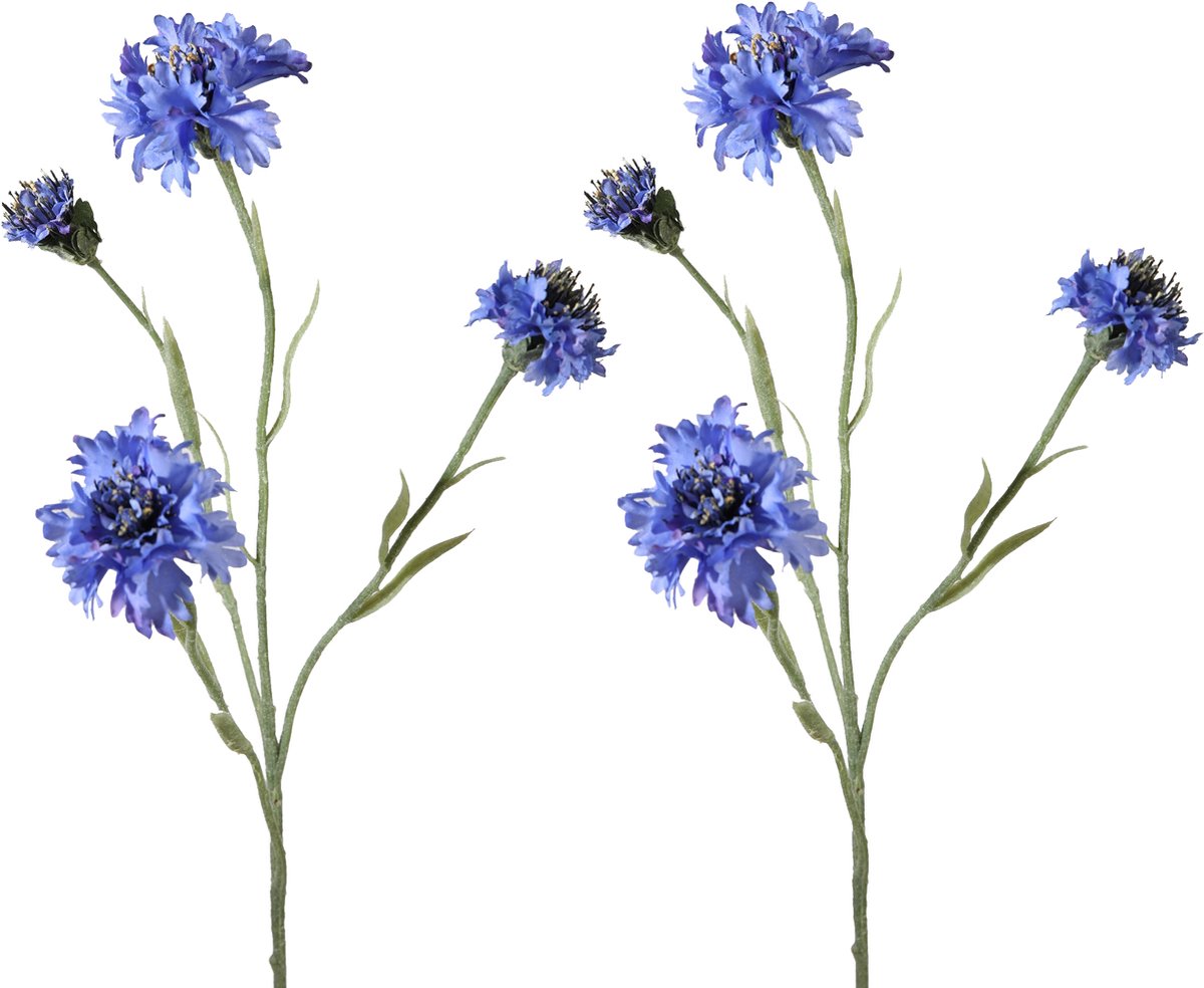 Viv! Home Luxuries Korenbloem - 2 stuks - zijden bloem - donker blauw - 61cm