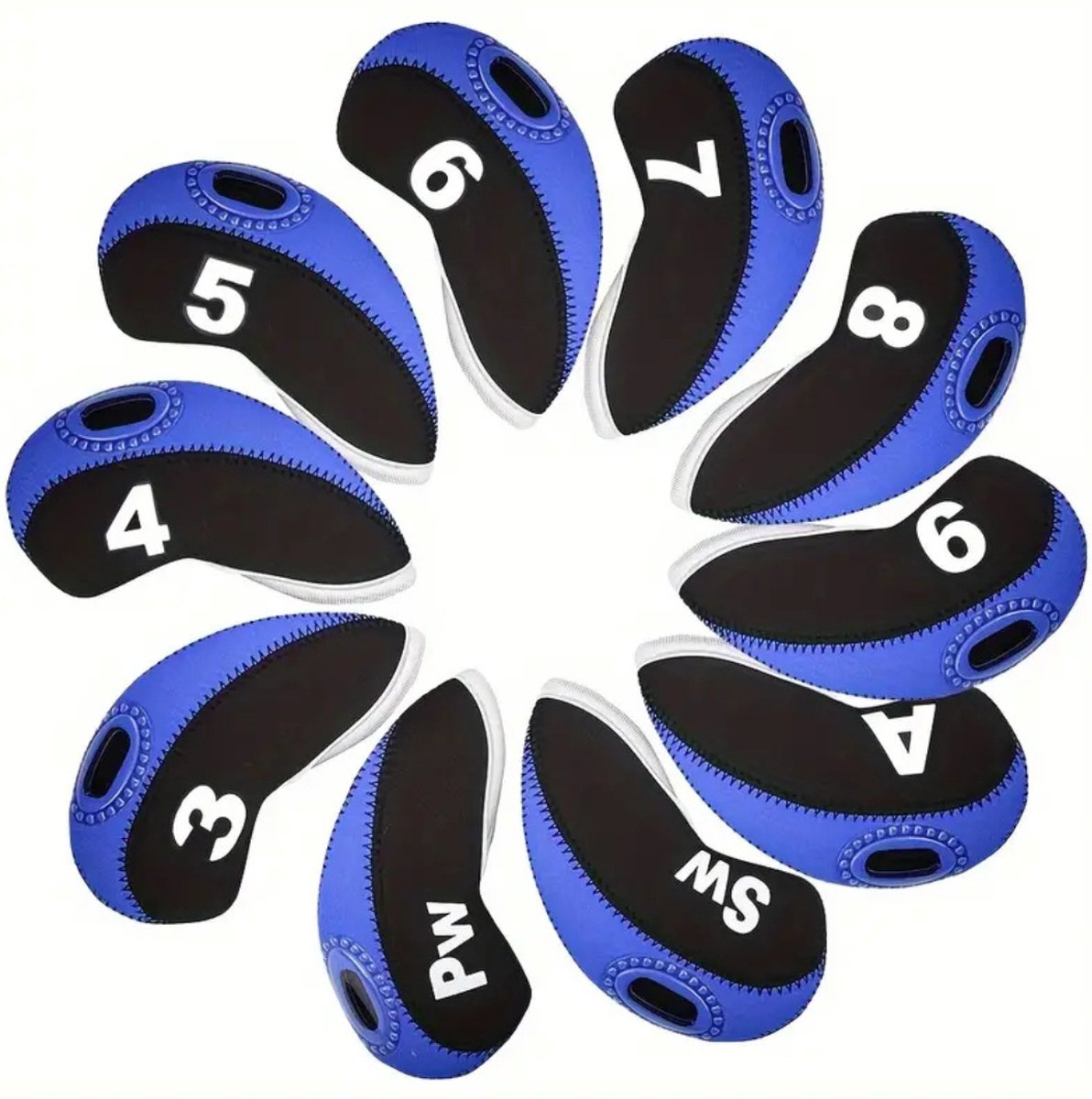 Livano Golfclub Headcover - Covers - Beschermers - Golfset - Zwart & Blauw - 10 Stuks