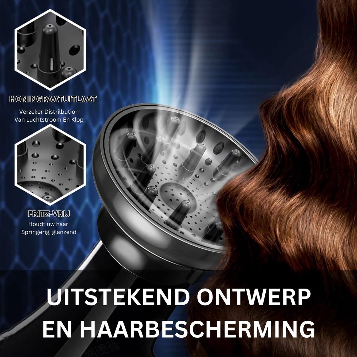 ApexArte® Diffuser Opzetstuk - Krulborstel voor Fohn Universeel - Multistyler - Zwart