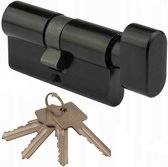Knopcilinder zwart 35/35 - incl. 4 sleutels - cilinder zwart - deurcilinder met knop