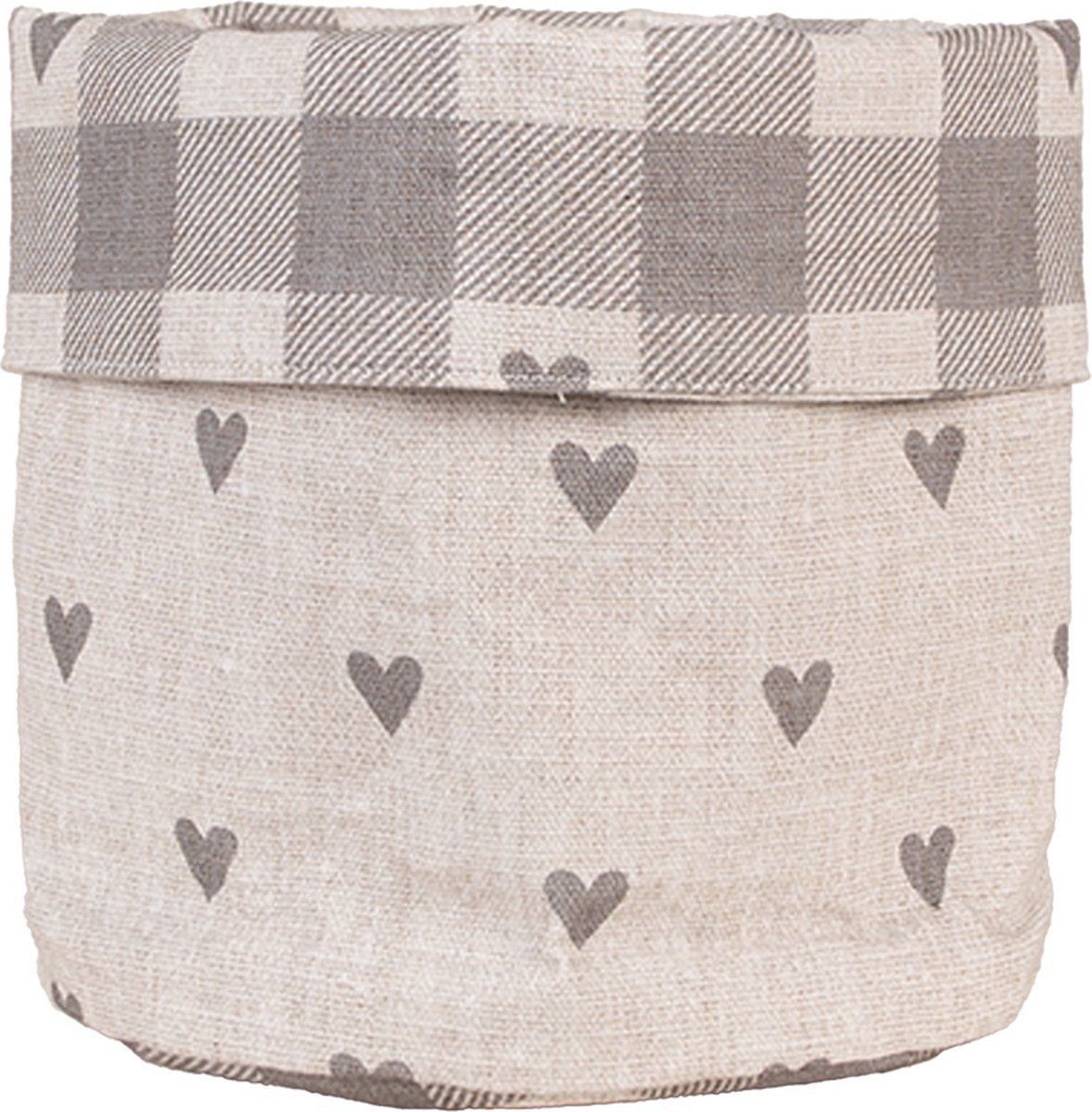 Clayre & Eef Broodmand Ø 15x16 cm Beige Grijs Katoen Hartjes