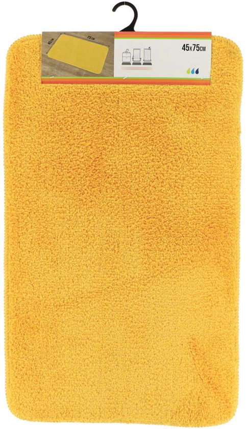 Tendance Badmat Aquarius - microfibre - poils longs - jaune ocre - 45 x 75 cm - salle de bain - antidérapant