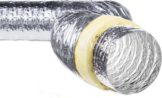 Conduit flexible en argenté en aluminium isolé, 185 mm de diamètre.