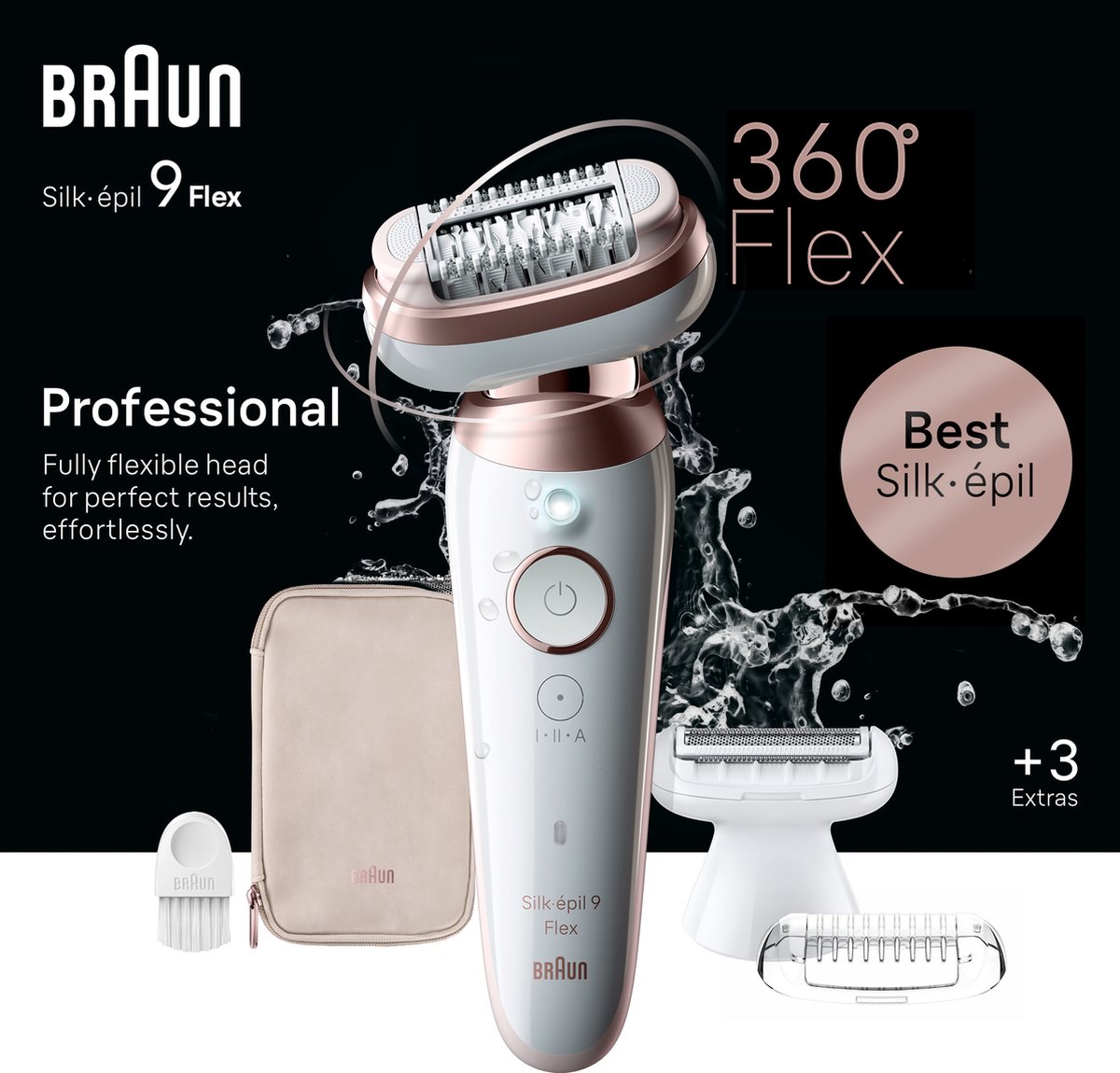 Braun Silk·épil 9 Flex - Epilator Voor Eenvoudig Ontharen - 9-030 3D - Wit/Rose Titan