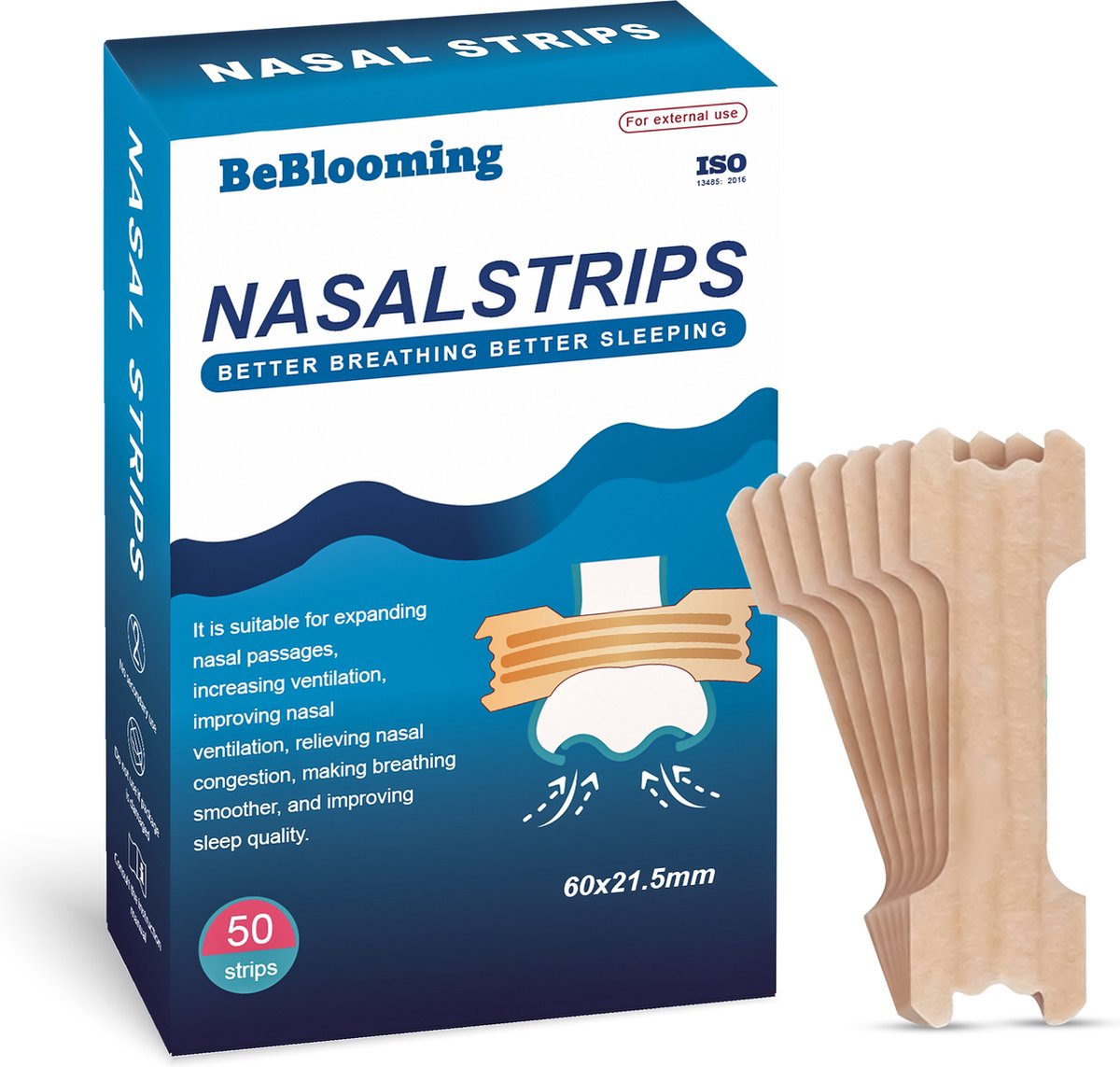 BeBlooming Anti Snurk Neusstrips 50 Stuks - Neusspreider voor Betere Nachtrust - Anti Snurk Neuspleisters