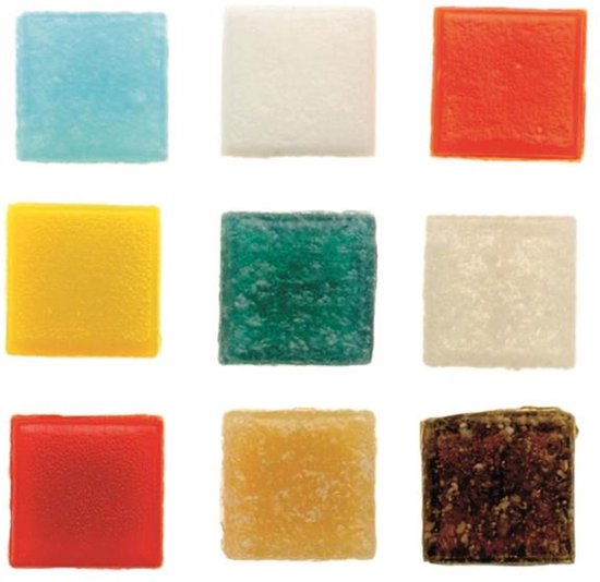 Pierres/carreaux de mosaïque Glorex - paquet de démarrage - carré - 60x pièces - multi - 2 x 2 cm